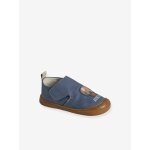 Chaussons  scratchs bb en cuir souple indigo