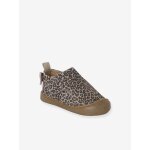 Chaussons à scratchs cuir souple bébé beige imprimé Chaussons à scratchs cuir souple bébé beige imprimé