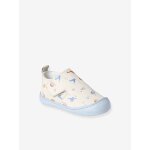 Chaussons scratchs bb en cuir souple bleu gris