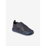 Chaussons scratchs bb en cuir souple bleu imprim