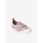 Chaussons scratchs bb en cuir souple rose