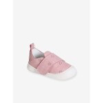 Chaussons scratchs bb en cuir souple rose ple