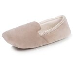 Chaussons slippers velours, semelle gomme antid�rapante beige