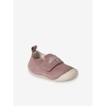 Chaussons souples scratch�s b�b� vieux rose