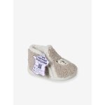 Chaussons textile moutonn� b�b� fabriqu�s en france beige