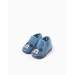 Chaussons en velours avec broderie mickey bleu