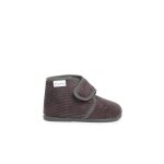 Chaussons en velours c�tel� � scratch gris
