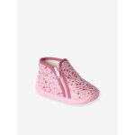 Chaussons zipp�s b�b� fabriqu�s en france rose imprim�