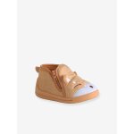 Chaussons zipp�s b�b� en toile beige