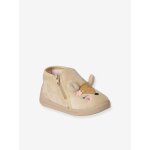 Chaussons zipps bb en toile beige imprim