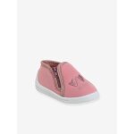 Chaussons zipps bb en toile rose imprim