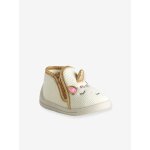 Chaussons zipp�s b�b� en toile vanille