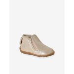 Chaussons zipp�s souples en cuir b�b� or