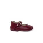 Chaussures babies � boucle en cuir bordeaux