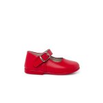 Chaussures babies � boucle en cuir rouge