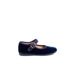 Chaussures babies fille en velours fermeture  boucle bleu marine