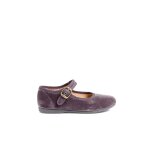 Chaussures babies fille en velours fermeture  boucle gris