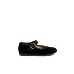 Chaussures babies fille en velours fermeture  boucle noir