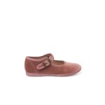 Chaussures babies fille en velours fermeture  boucle rose ple