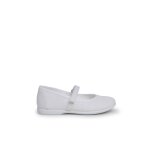 Chaussures babies en lin � scratch fin pour filles blanc