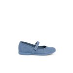 Chaussures babies en lin � scratch fin pour filles bleu de france