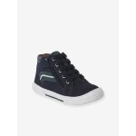 Chaussures enfant garon cuir montantes zippes et laces marine