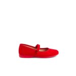 Chaussures fille en serratex � scratch rouge
