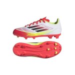 Chaussures de foot pour terrain ferme f50 league blanc / rouge