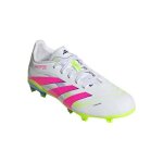 Chaussures de foot pour terrain ferme predator league blanc / rose