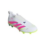 Chaussures de foot pour terrain ferme predator league blanc / rose