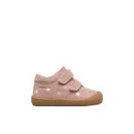 Chaussures premiers pas barefoot b�b� fille en daim amur � scratch, broderies champignons rose - rose ...