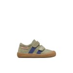 Chaussures premiers pas barefoot b�b� gar�on en daim bisy � scratch vert olive - bleu