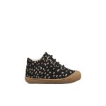 Chaussures premiers pas b�b� fille en daim cocoon noir - platine