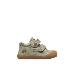 Chaussures premiers pas b�b� gar�on en cuir cocoon � scratch vert olive - marron