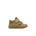 Chaussures premiers pas b�b� gar�on en cuir corkel � scratch kaki - beige