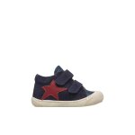 Chaussures premiers pas b�b� gar�on en cuir et daim kolde � scratch bleu marine - rouge - rose