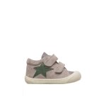 Chaussures premiers pas b�b� gar�on en cuir et daim kolde � scratch gris - vert