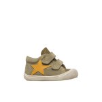 Chaussures premiers pas b�b� gar�on en cuir et daim kolde � scratch kaki - citrouille
