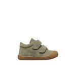 Chaussures premiers pas b�b� gar�on en daim cocoon � scratch gris fonc� - marron