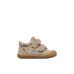 Chaussures premiers pas b�b� gar�on en daim cocoon � scratch gris tourterelle - marron