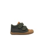 Chaussures premiers pas b�b� gar�on en daim cocoon � scratch vert fonc� - marron