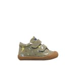 Chaussures premiers pas b�b� gar�on en daim cocoon � scratch vert olive - marron