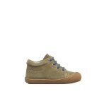 Chaussures premiers pas b�b� gar�on en daim cocoon � zip kaki - bleu