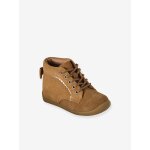 Chaussures premiers pas b�b� lacets marron clair uni