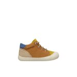 Chaussures premiers pas en cuir et sude romy marron - vert
