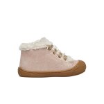 Chaussures premiers pas en daim et laine lallit rose -