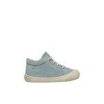 Chaussures premiers pas en su�de cocoon blanc - vert d'eau
