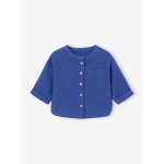Chemise b�b� col mao en gaze de coton personnalisable bleu �lectrique