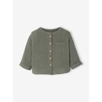 Chemise bb col mao en gaze de coton personnalisable vert fonc