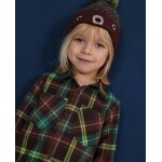Chemise b�b� gar�on en tissu motif tartan et double poche marron